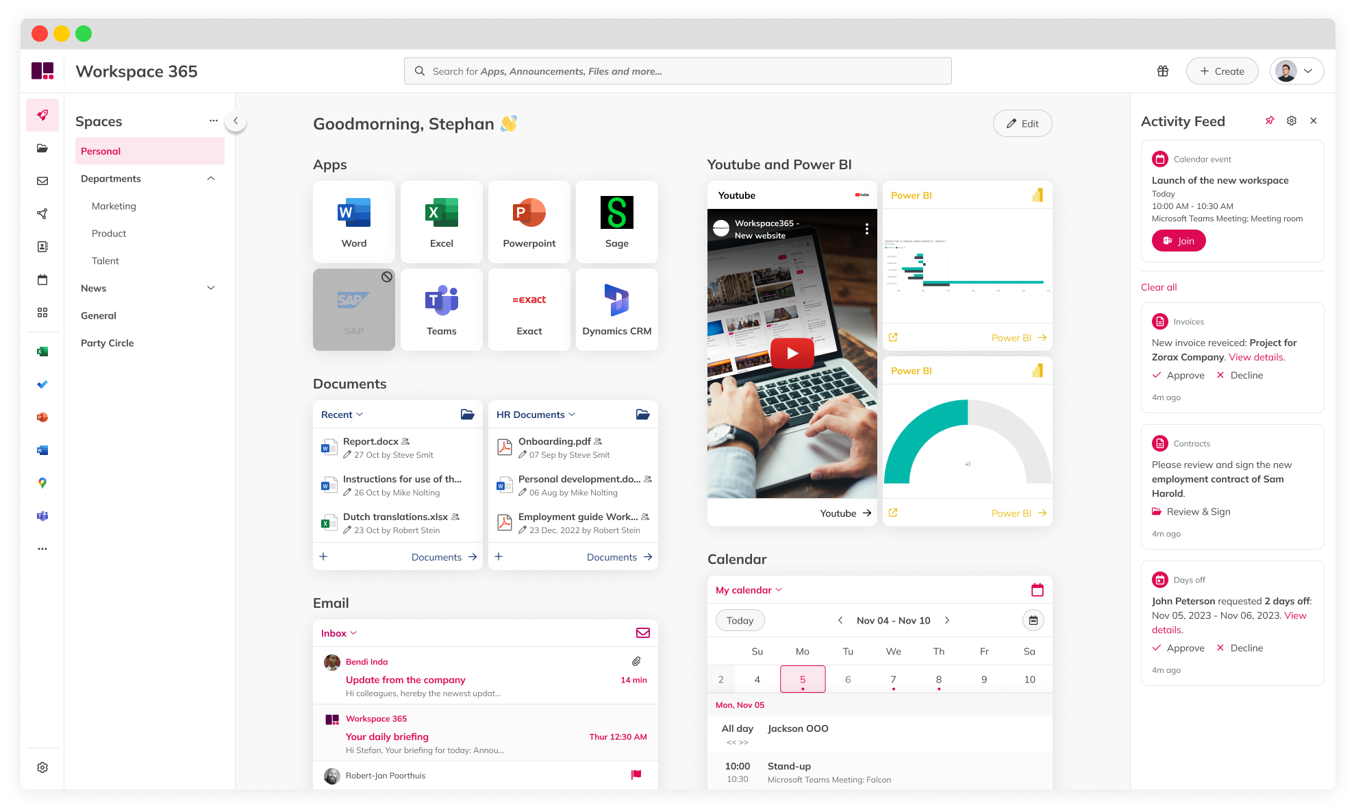 screenshot of Workspace 365